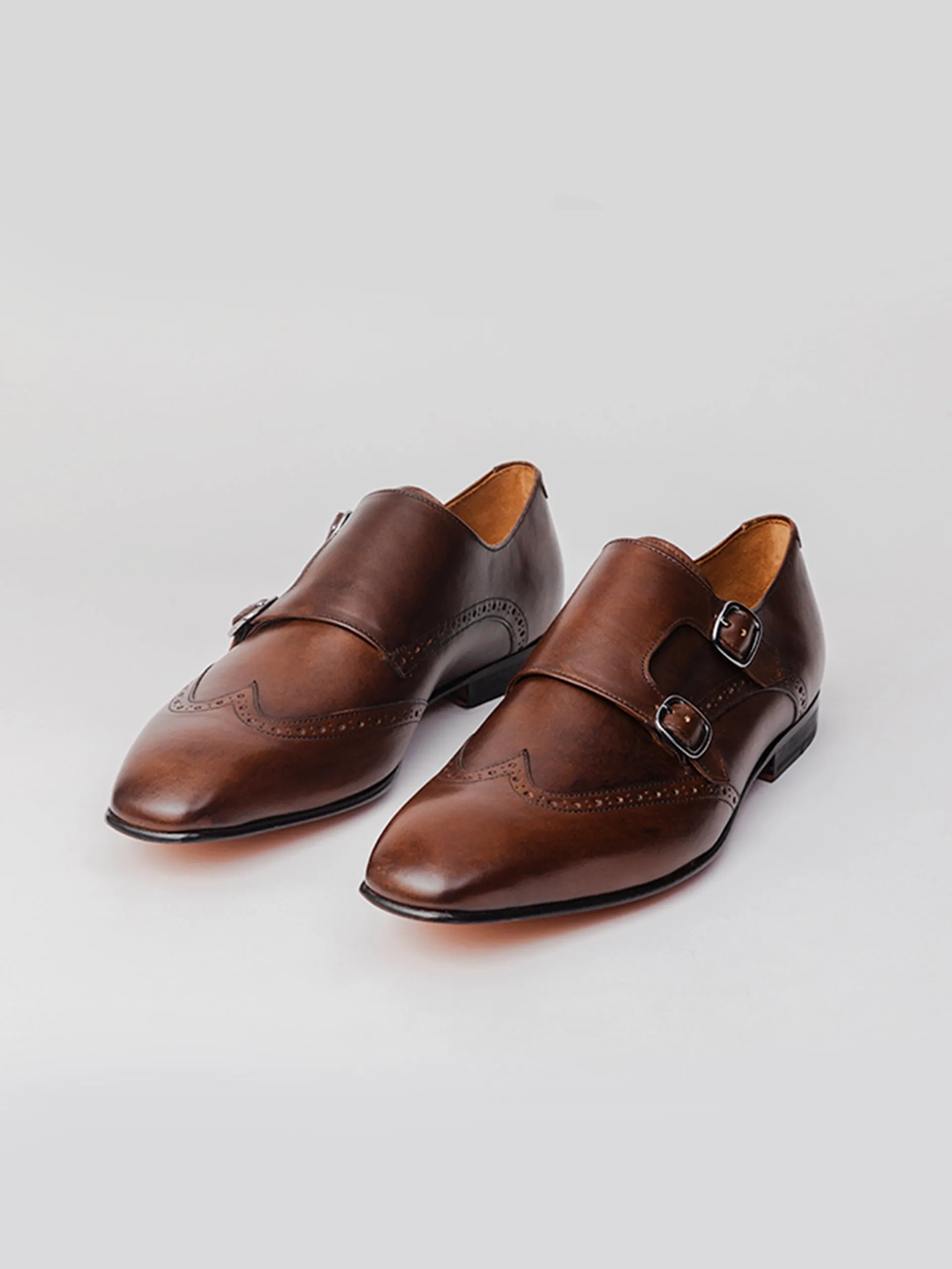 Rich Shade Connor Wingtip Monk straps - Dark Brown