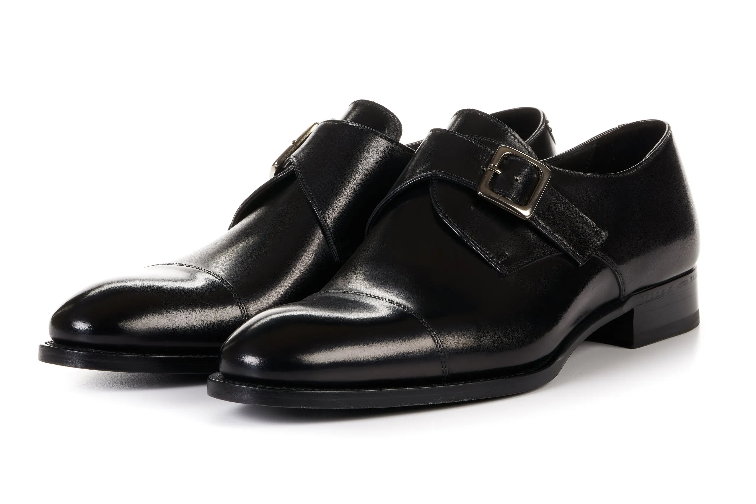High Quality Material Mono Look The Olivier Single Monk Strap - Nero