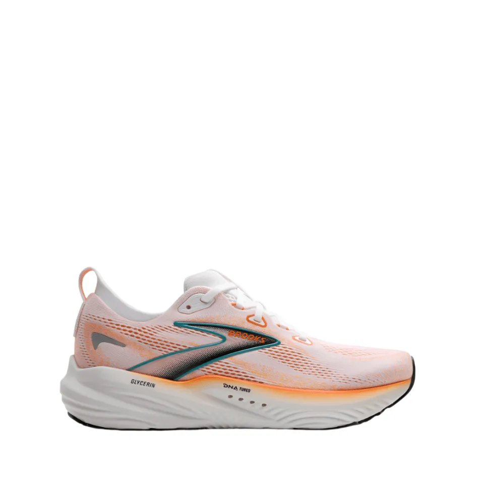 Brooks Men's Glycerin 22 Running Shoes in White/Orange/Green Blue Slate SS25 exclusivity - brand shoes