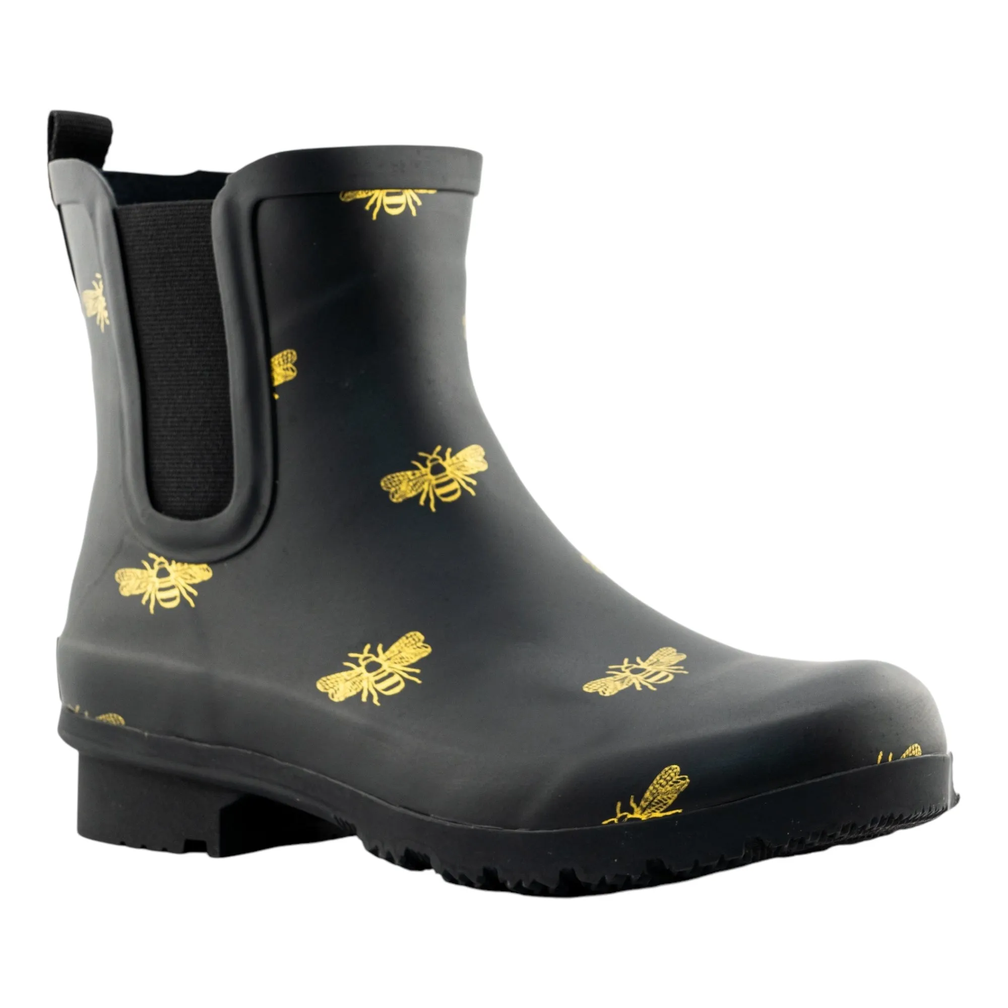 Chelsea Matte Black Bees Women??s Rain Boots Trendy Must-Have Boots
