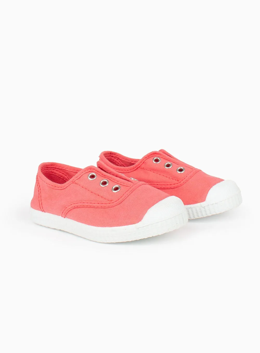 Minimalist Heat Step Hampton Canvas Plum Plimsolls in Coral