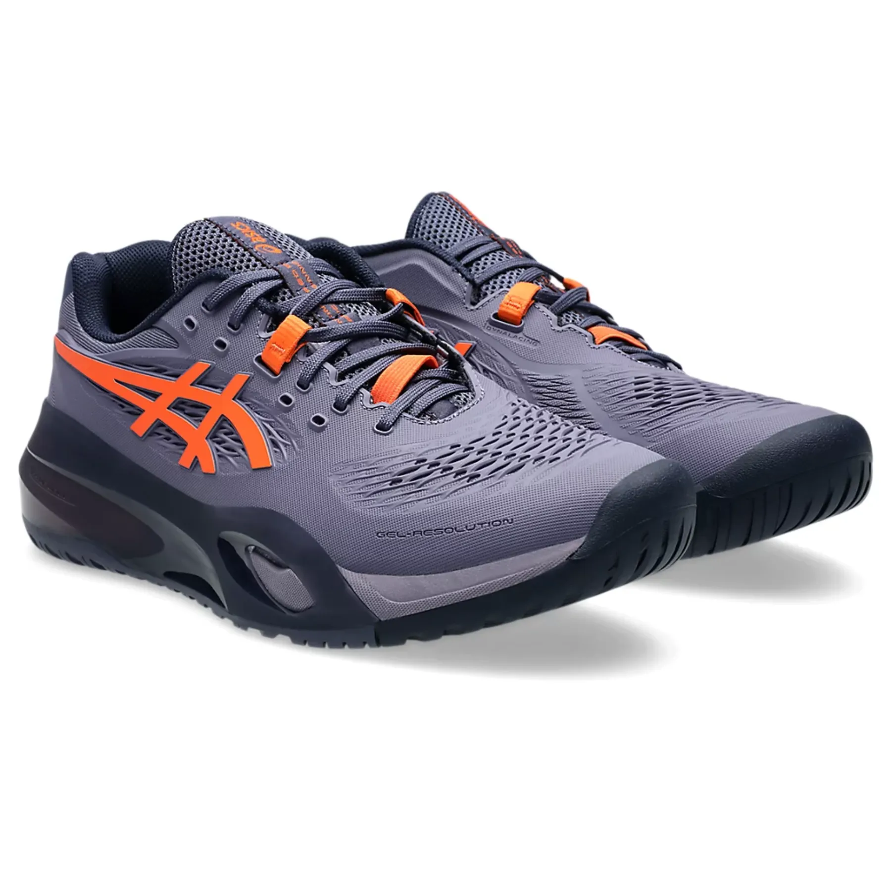 Stability Cushion Ergo Comfort Asics Gel Resolution X Wide 2E Men Tennis Shoes - Greyish Purple/Nova Orange