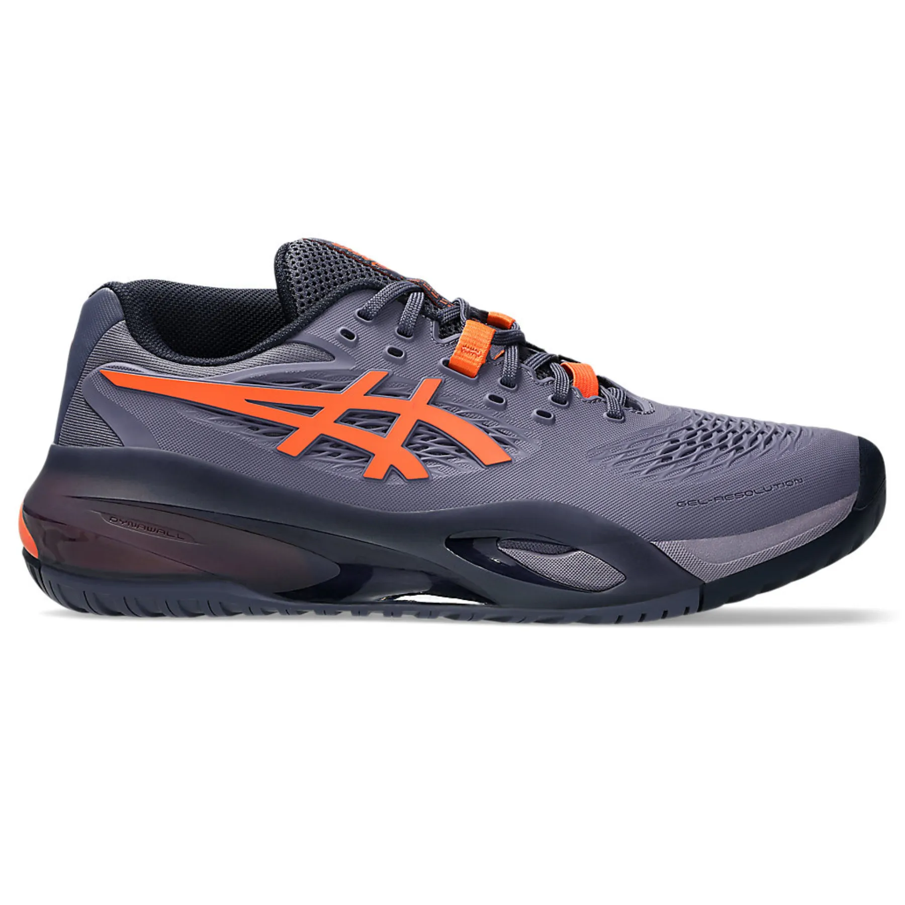 Asics Gel Resolution X Wide 2E Men Tennis Shoes - Greyish Purple/Nova Orange Sports Trainers Support frame