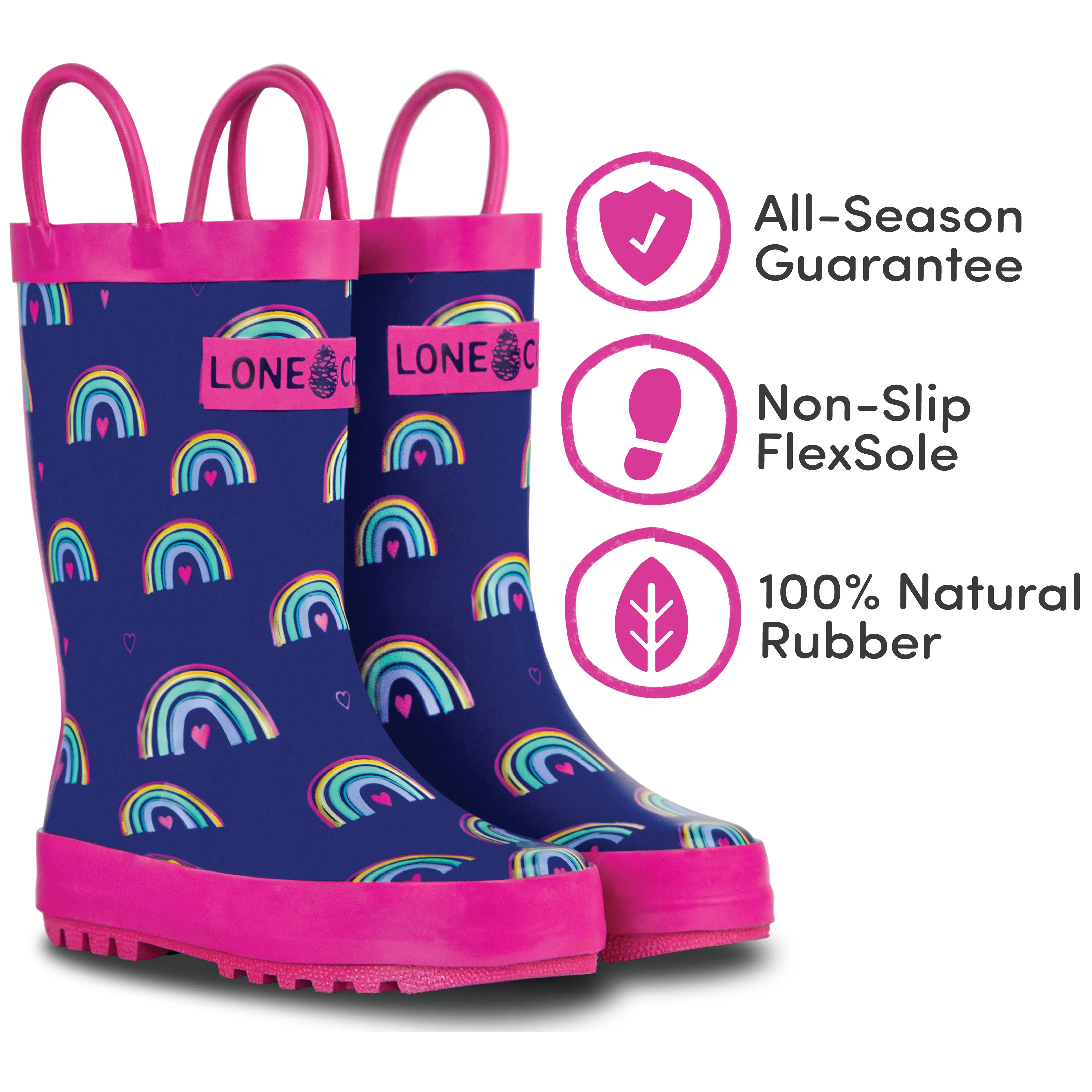 Hearts and Rainbows Rain Boot City Weather Water Barrier