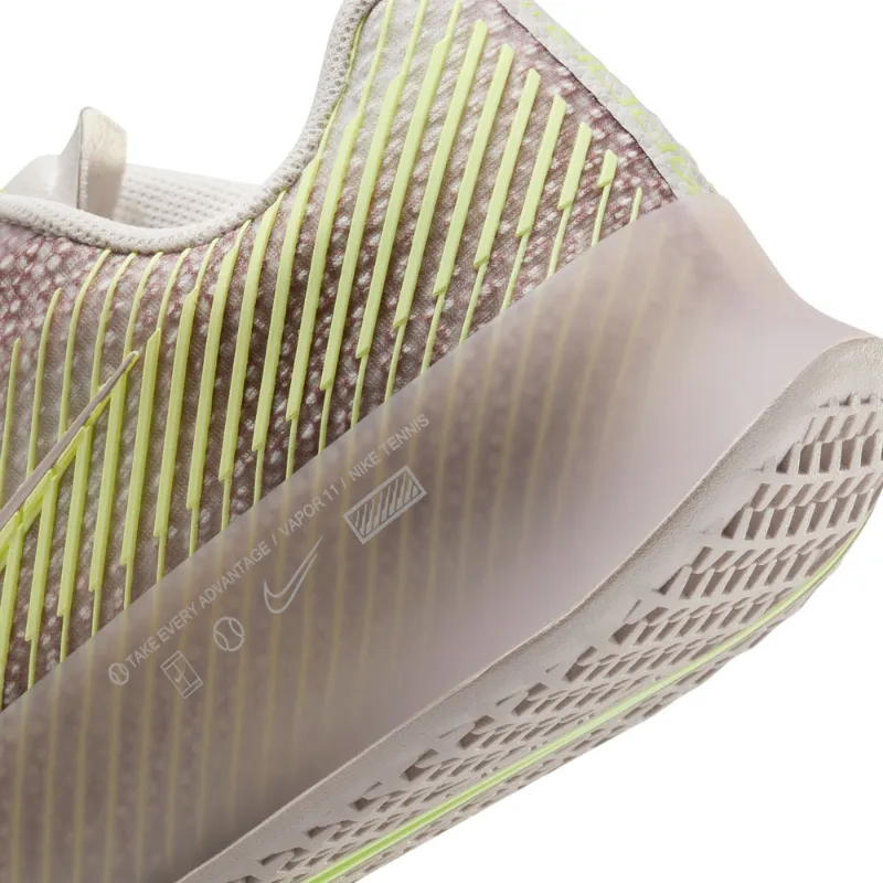 Performance Mesh Zip Closure Nike Court Air Zoom Vapor 11 Premium Women Hard Court Tennis Shoes - Phantom/Barely Volt-Platinum Violet