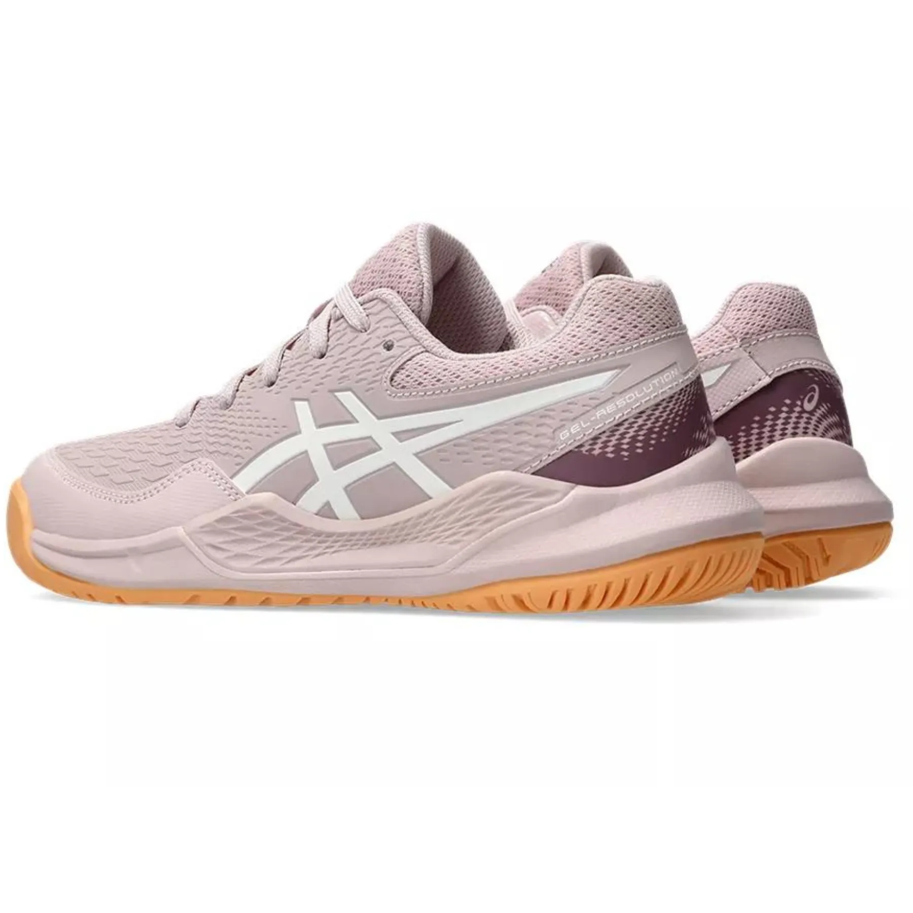Padded Tongue Asics Gel Resolution 9 Watershed Rose/White Clay Youth Tennis Shoes
