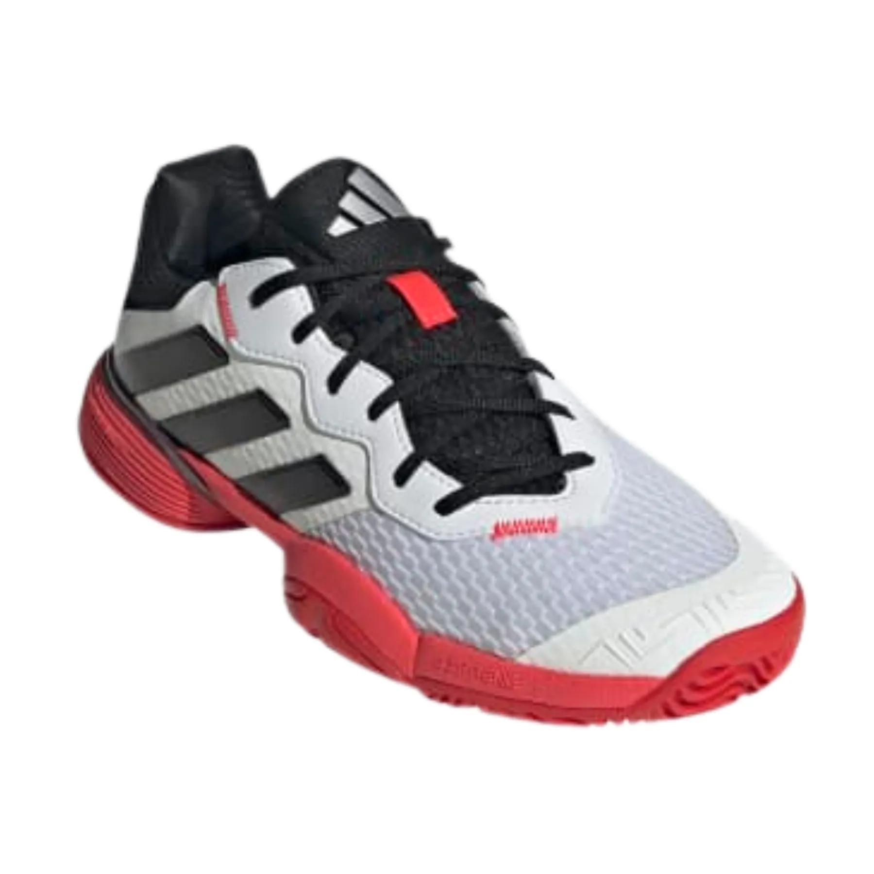 synthetic leather Anti Abrasion Adidas Barricade Kids Tennis Shoes - FTWWHT/CBLACK/LUCRED