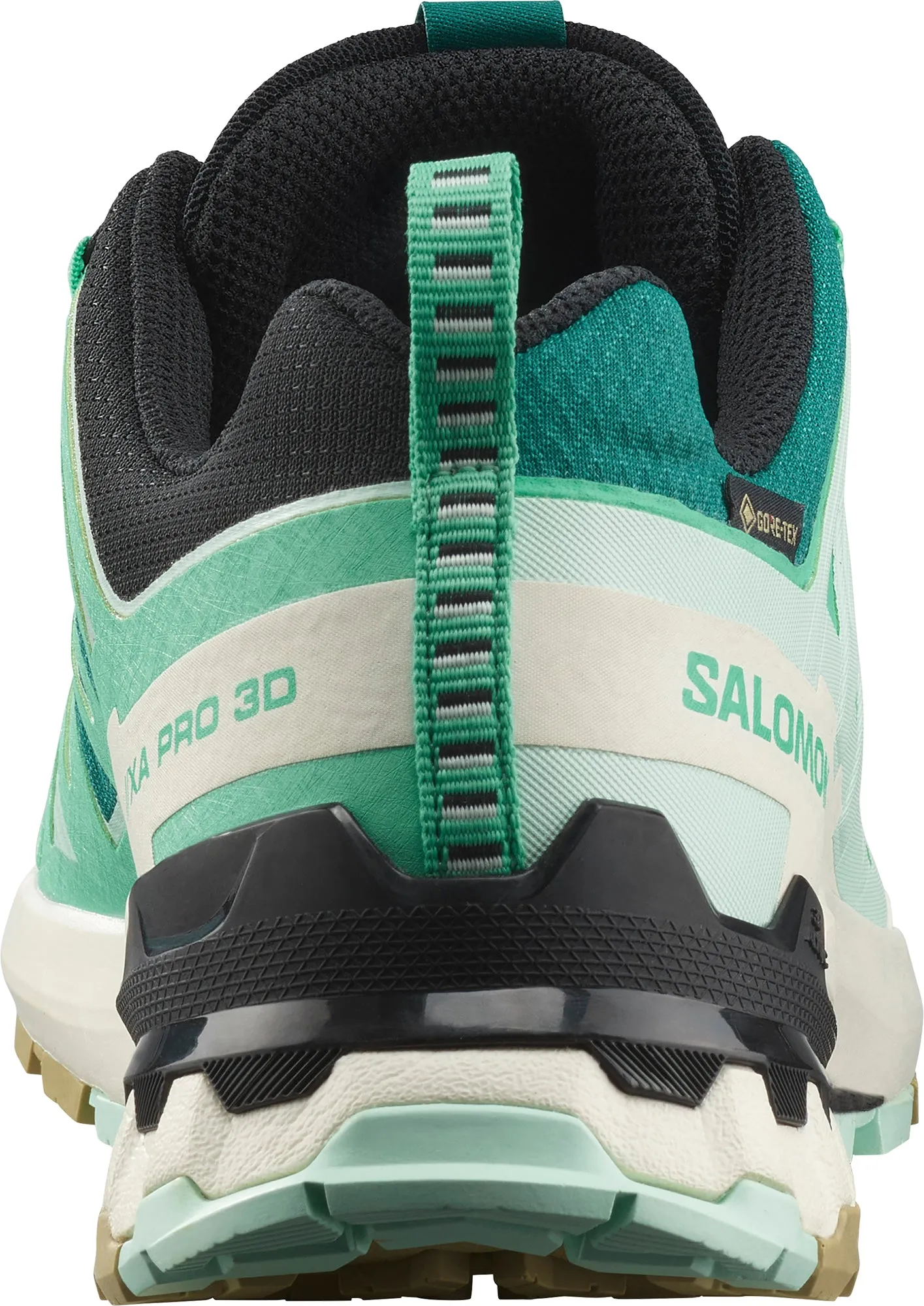 Controlled Steps Stretch knit Salomon XA Pro 3D V9 GORE-TEX Womens Trail Running Shoes - Green