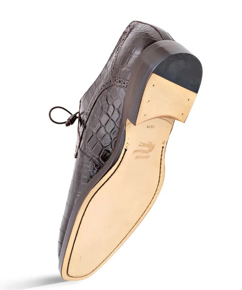 Style: "Dandy" Alligator Derby Forest Brown Palm Base Cotton Touch