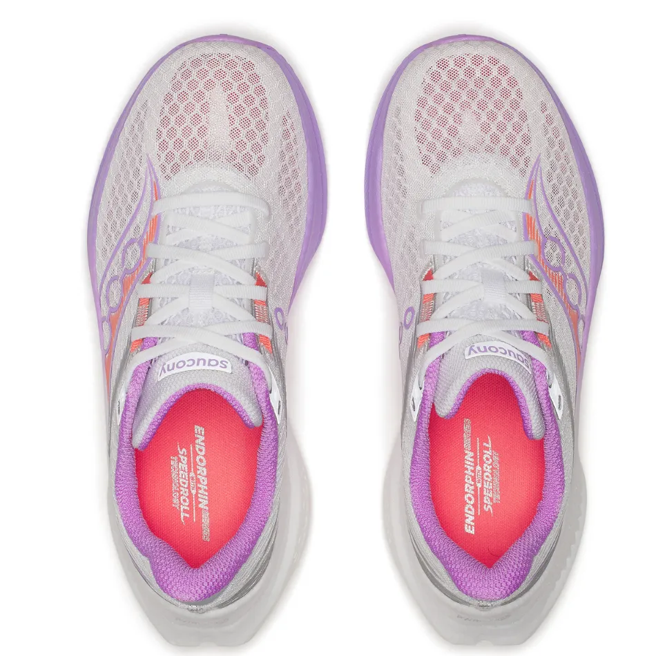 Saucony Women's Endorphin Speed 5 Running Shoes in White/Crocus - Online Exclusive running for a way to stay centered grass shoes