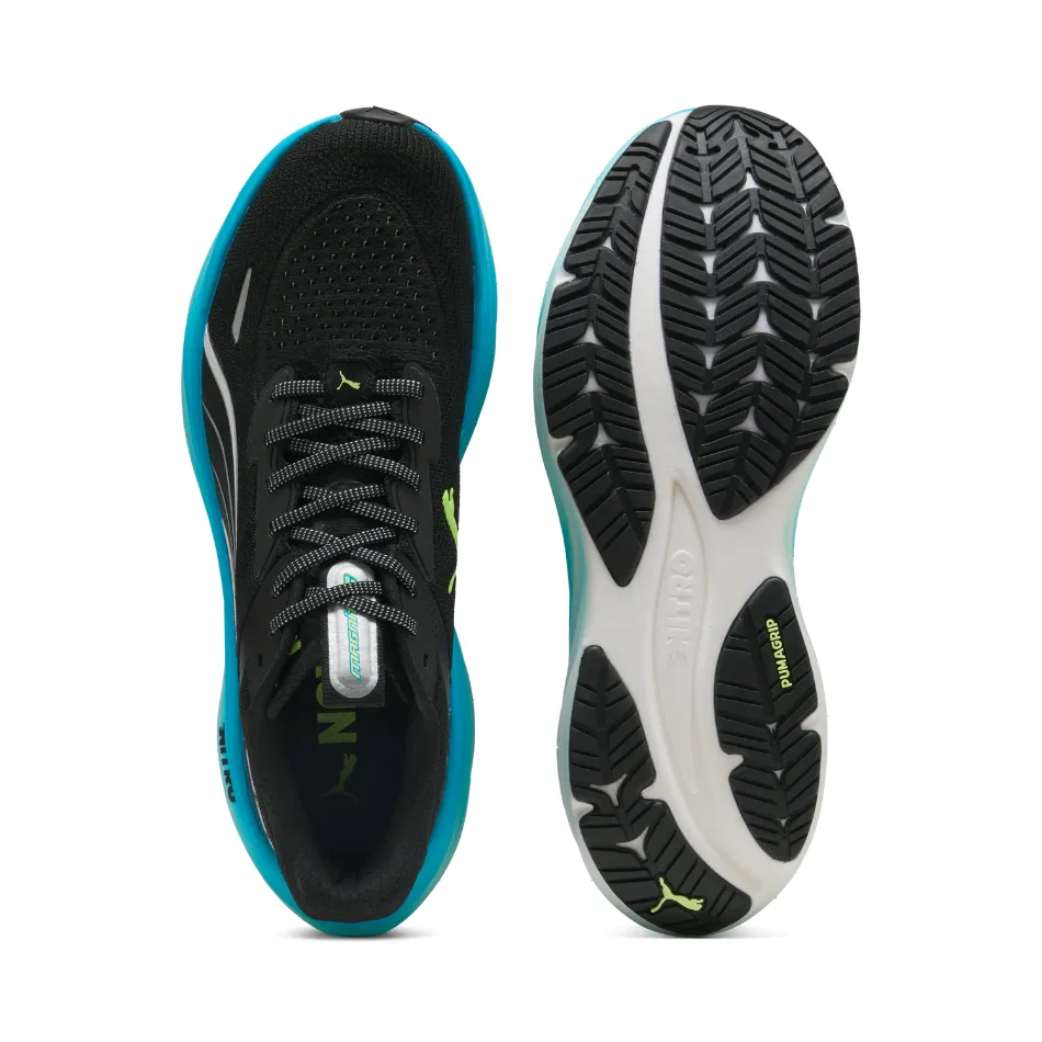 everyday wear shoe usability Shock Absorbing Technology PUMA Men's Magnify NITRO 3 Running Shoes in PUMA Black/Speed Blue AW25
