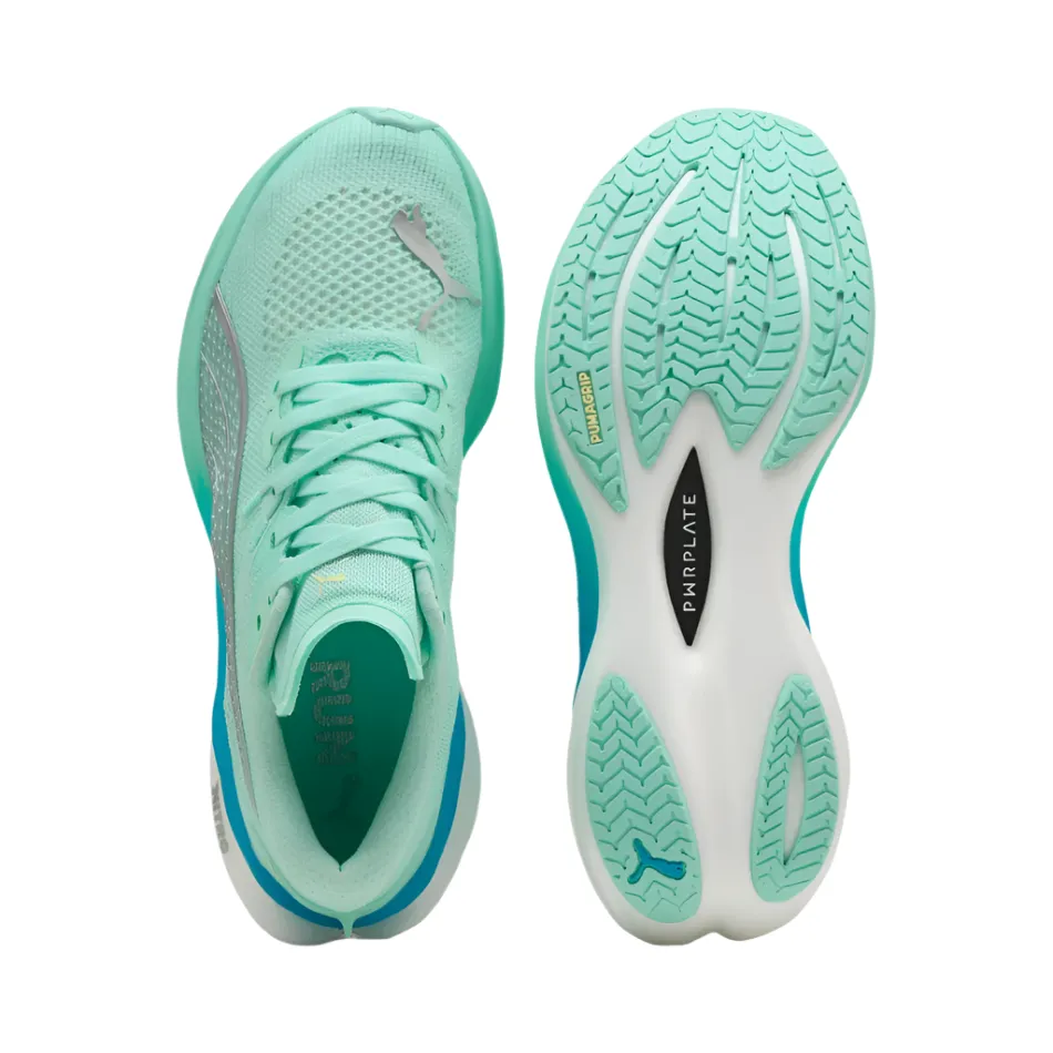 PUMA Women's Deviate NITRO 3 Running Shoes in Mint Melt/Speed Blue AW25 Lightweight Sole high - jump shoes