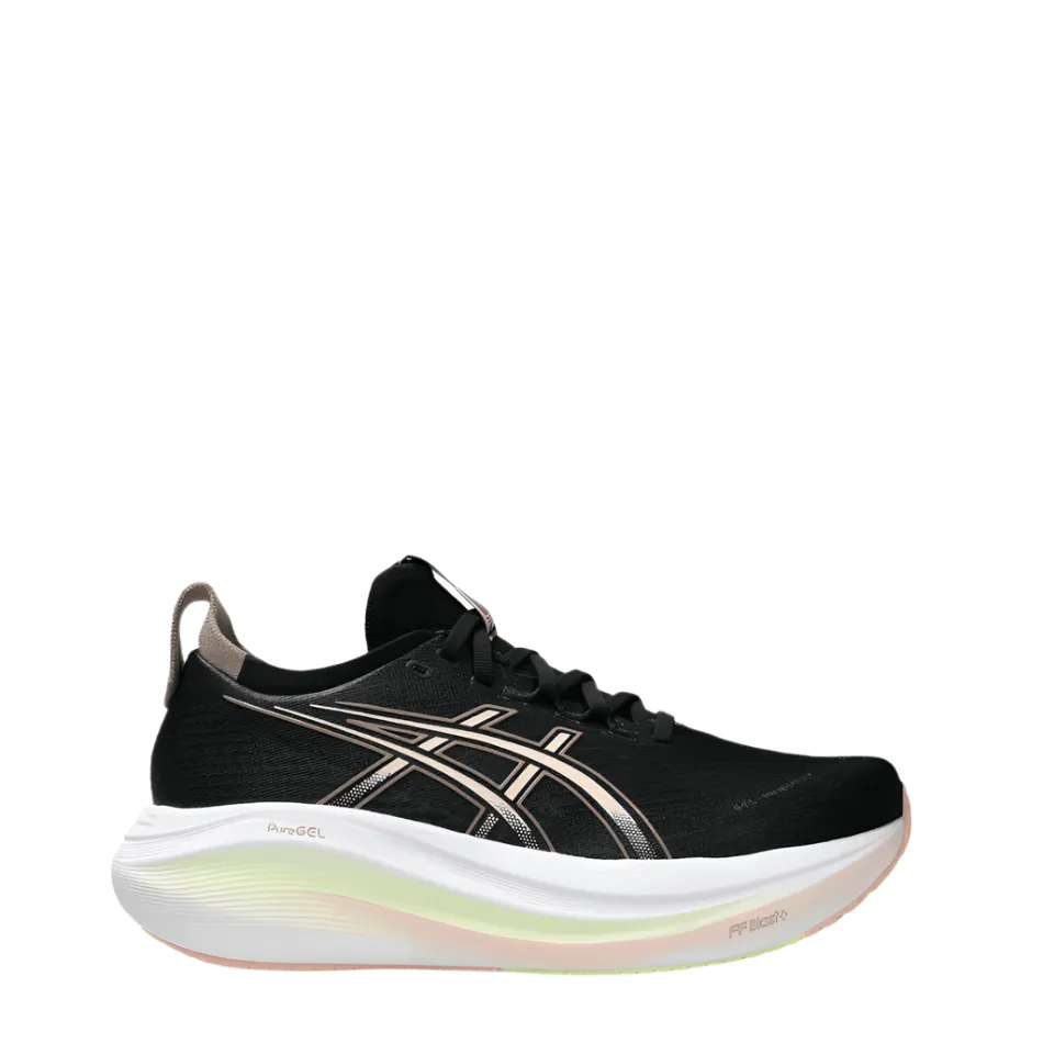 ASICS Women's GEL-NIMBUS 27 Running Shoes in Black/Breeze SS25 self - discovery running shoe interest Comfort Fitment
