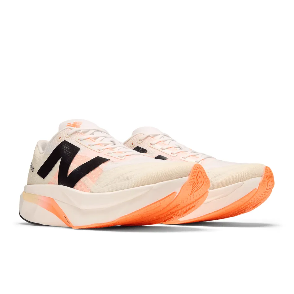 New Balance Men's FuelCell SuperComp Elite V4 Running Shoes in White/Angora/Hot Mango SS25 light - duty shoes 10K Run