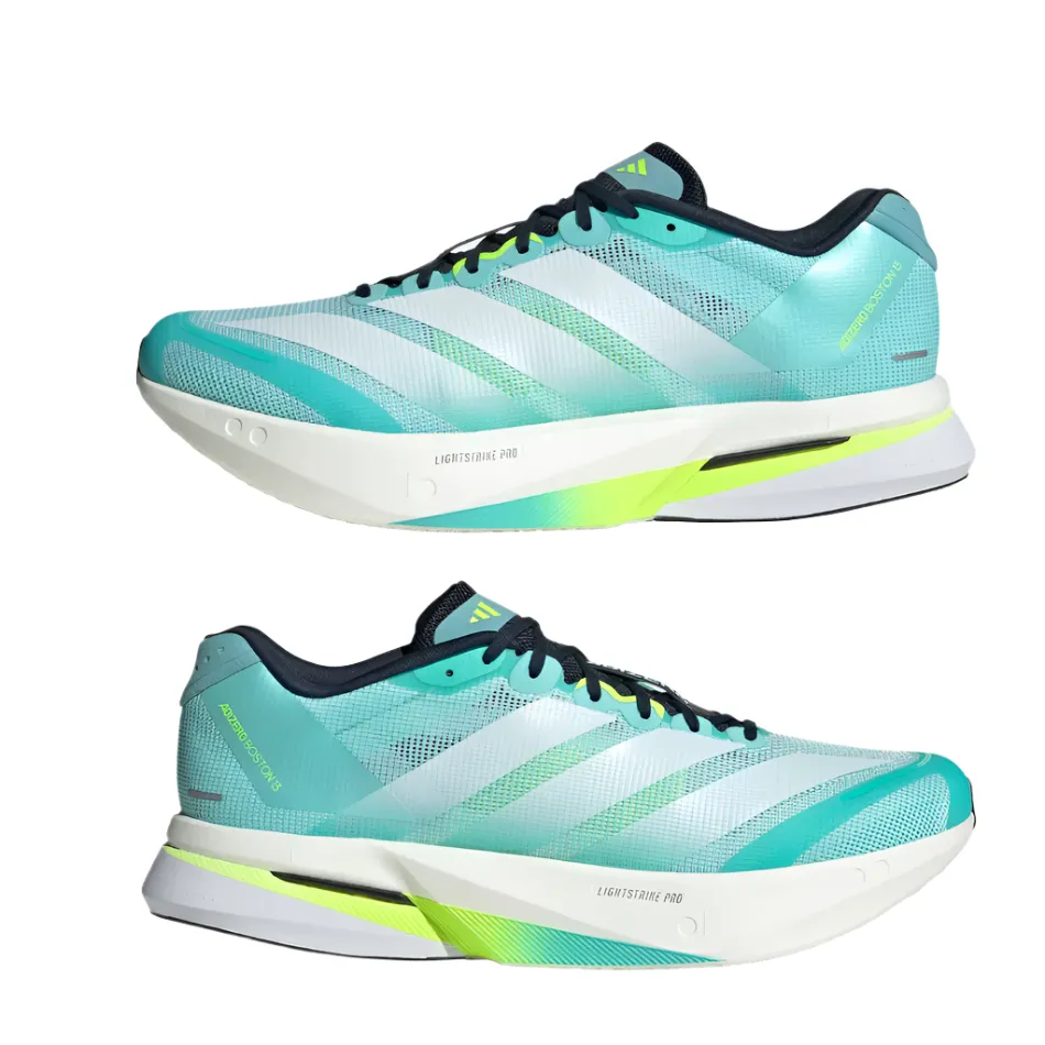 Adidas Men's Boston 13 Running Shoes in Flash Aqua/Cloud White/Lucid Lemon AW25 desert - climate shoes Expandable