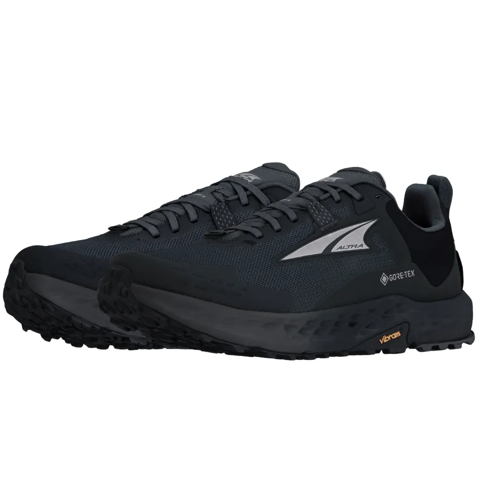fast runners stability feature Altra Men's Timp 5 GTX Trail Running Shoes in Black/Black AW25