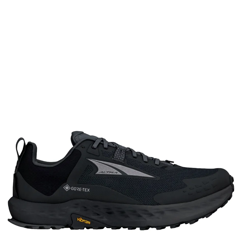 rocky terrain foot - protection Altra Men's Timp 5 GTX Trail Running Shoes in Black/Black AW25