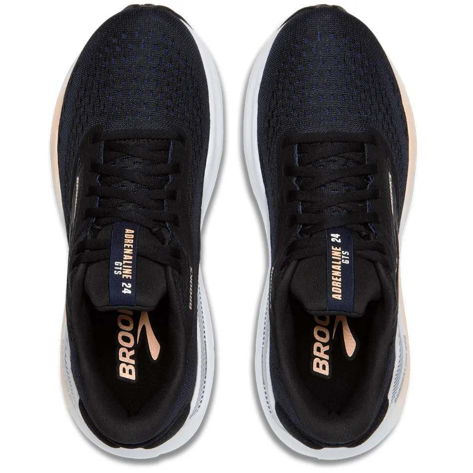 workout shoe accessories Brooks Women's Adrenaline GTS 24 Running Shoes in Black/Peach/Peacoat SS25
