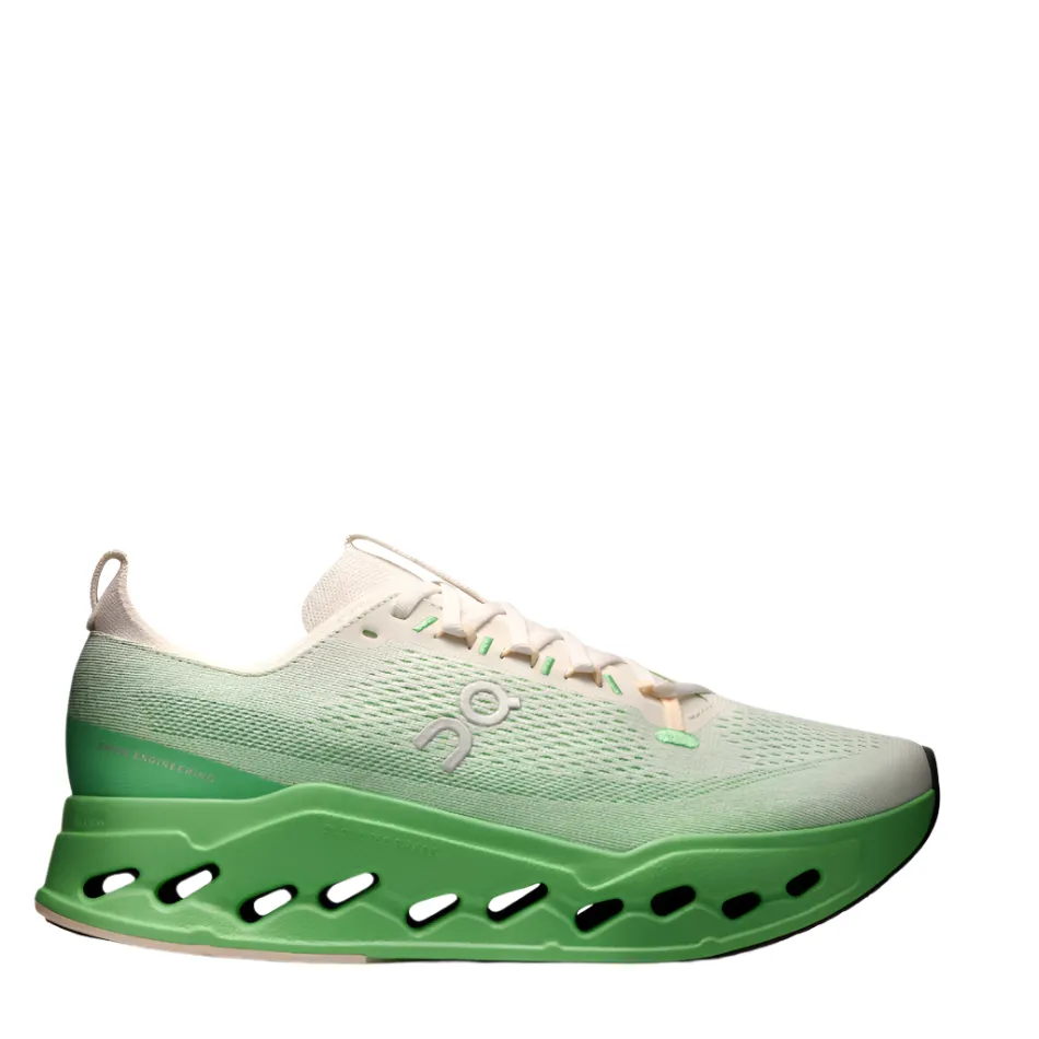 On Men's Cloudsurfer Max Running Shoes in Ivory/Honeydew AW25 Comfort Cushioning