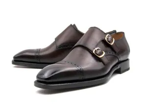 Success Step "Ryan" Burnished Calfskin Double Monkstrap Brown