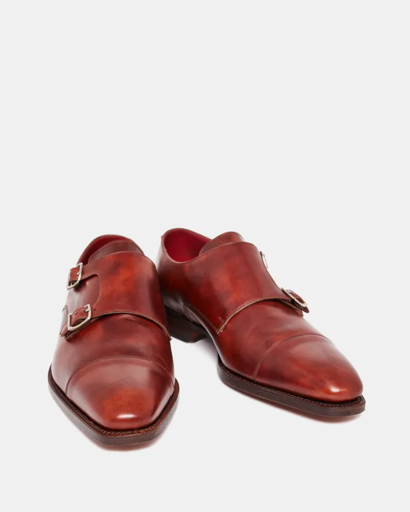 Museum Cognac Double Monk Strap Dress Shoe Quick clean