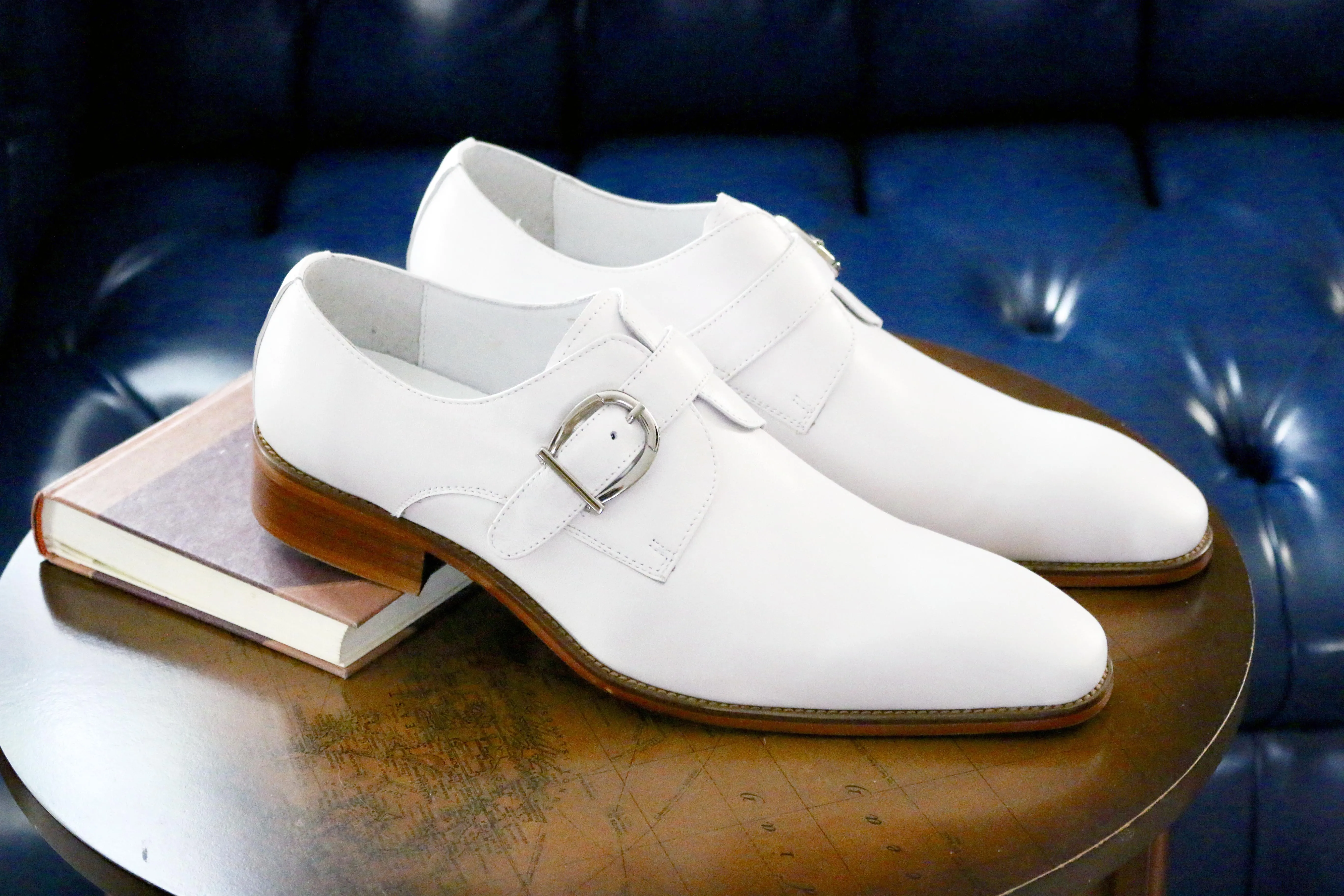 Dual Hue Opulent Mode Calfskin Monkstrap White