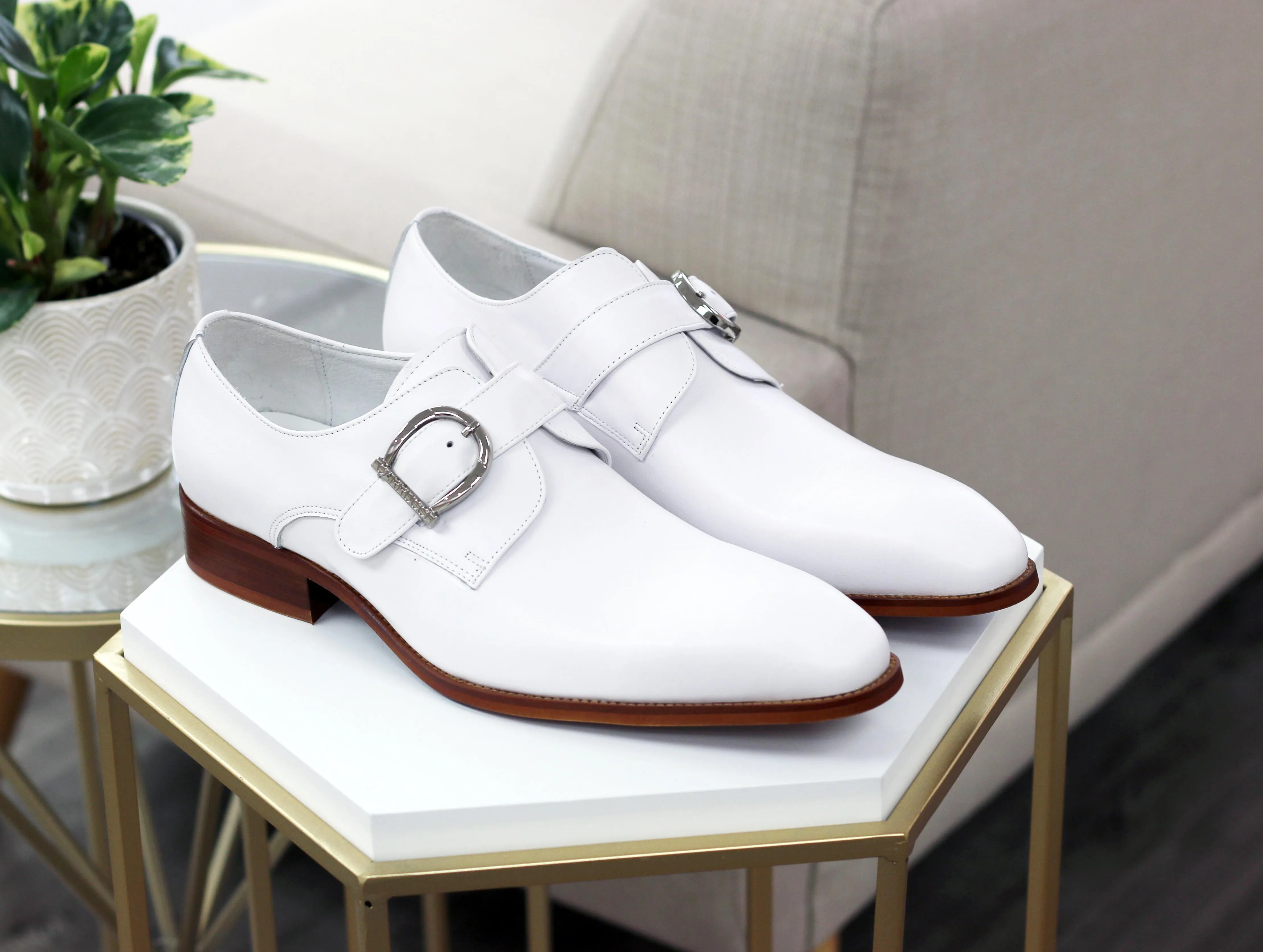 Look Sharp Calfskin Monkstrap White