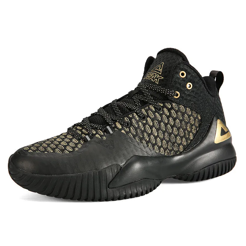 Durable Versatile Fit PEAK Basketball Shoes Lou Williams Streetball Master Black Gold