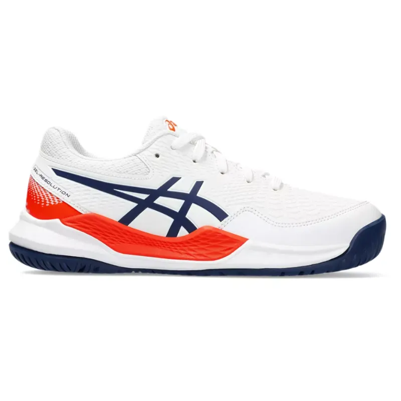 Asics Gel Resolution 9 GS White/Blue Expanse Kids Tennis Shoes - Health Seekers