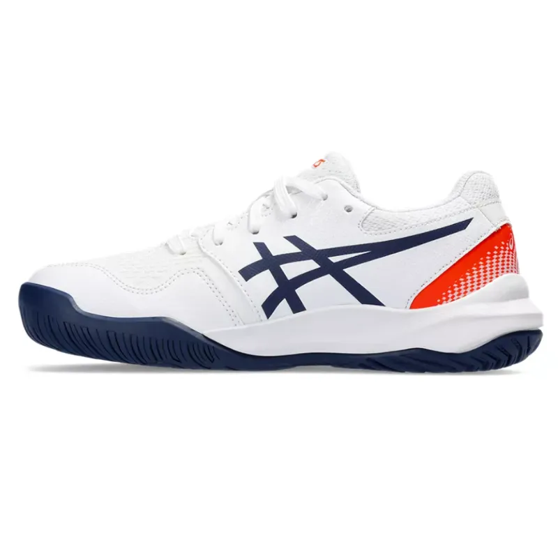 Comfortable Foot Road Friendly Asics Gel Resolution 9 GS White/Blue Expanse Kids Tennis Shoes -