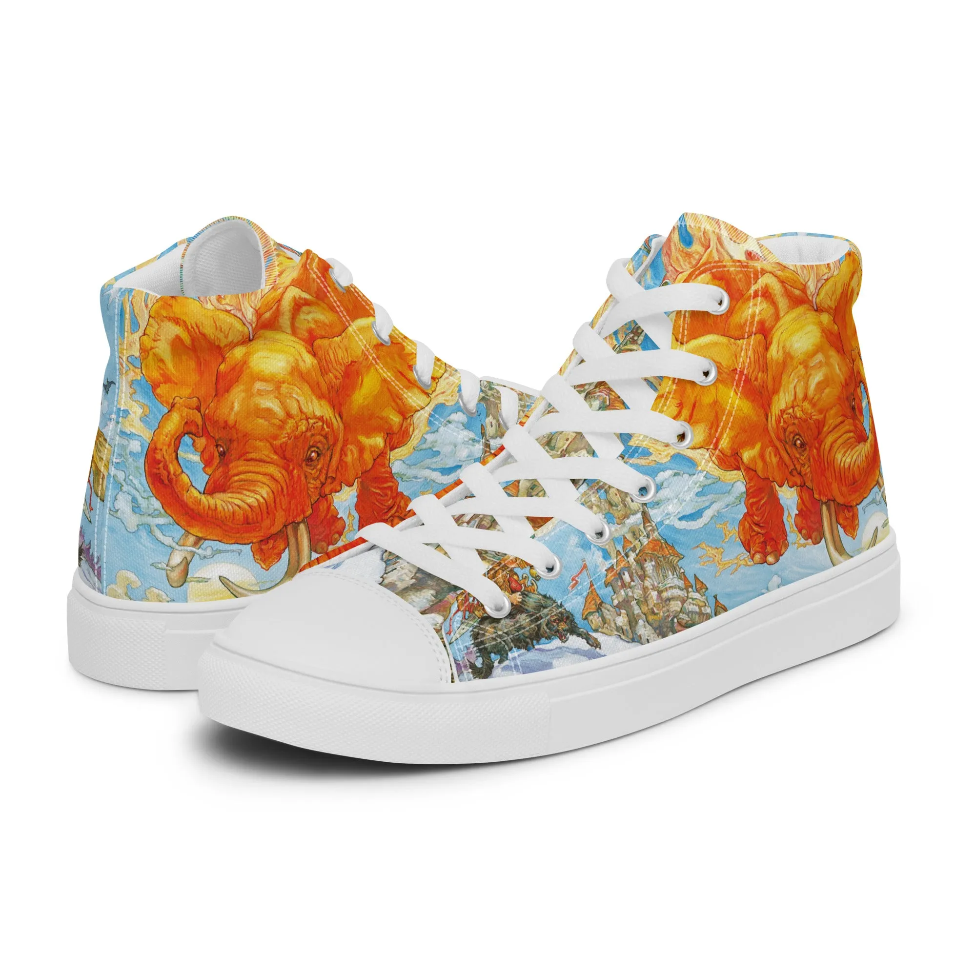 Flat Sole Men??s Fifth Elephant High Top Canvas Shoes - Free Shipping *US SIZES SHOWN! USE CHART!