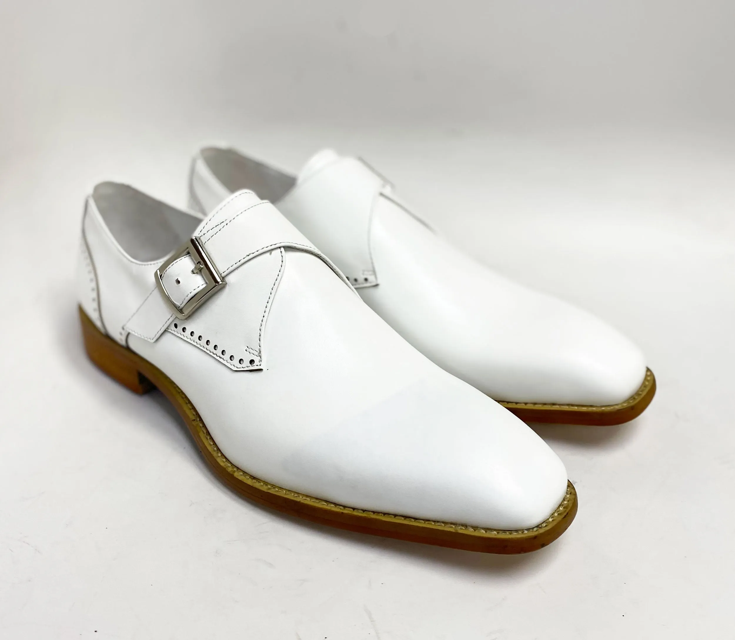 Reinforced toe Burnished Leather Monkstrap White