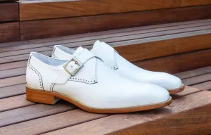 Burnished Leather Monkstrap White Everyday Comfort Soft Ease