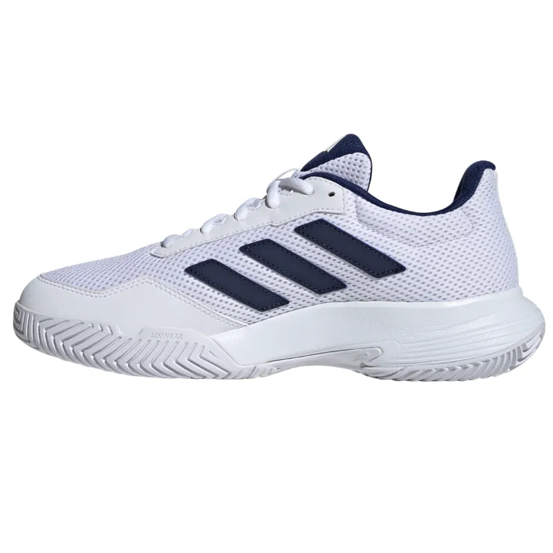 Leather Upper Adidas Game Spec 2 Tennis Shoes - Dark Blue/White