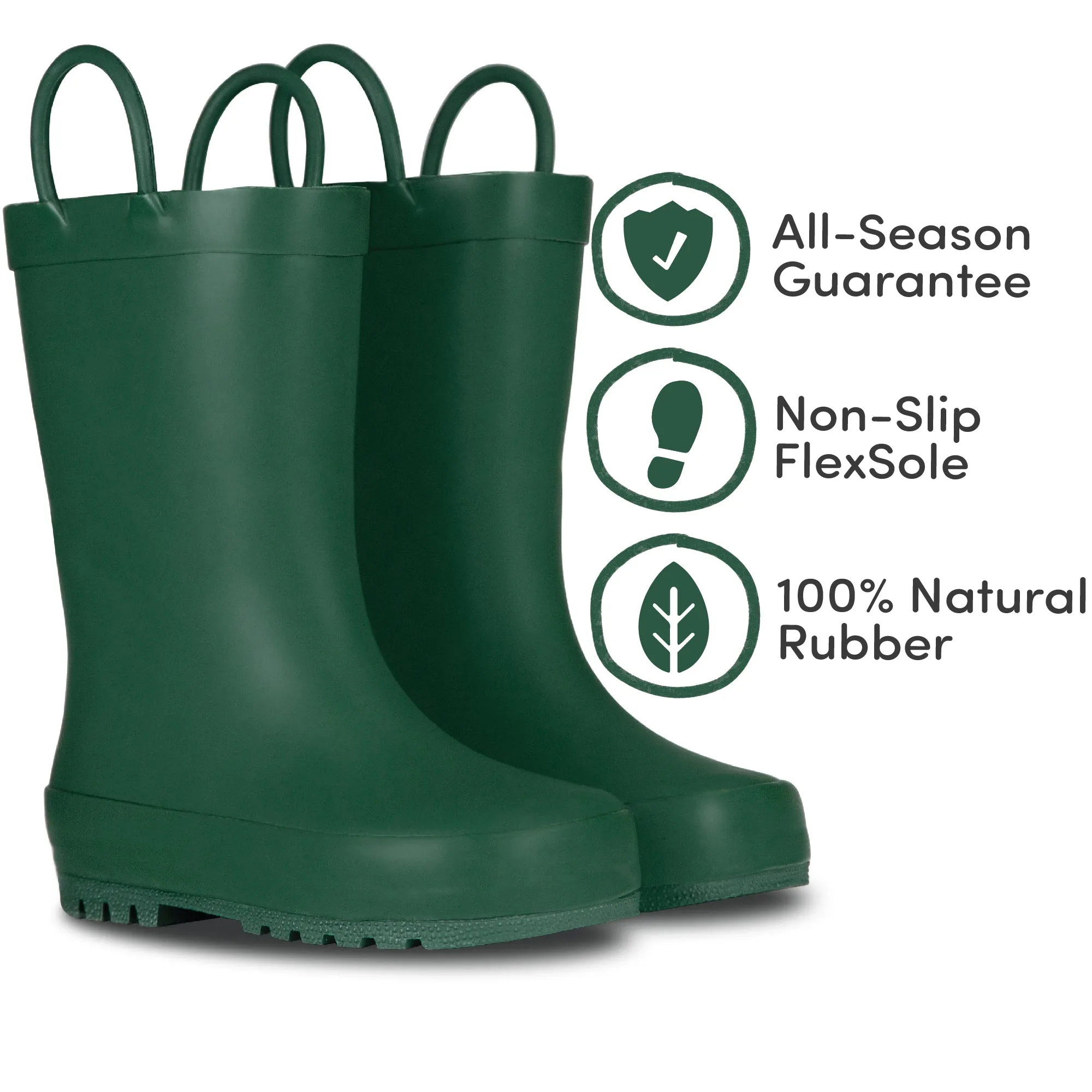 Slip Free Walking Winter Rain Protection Leap Frog Green Matte Rain Boots