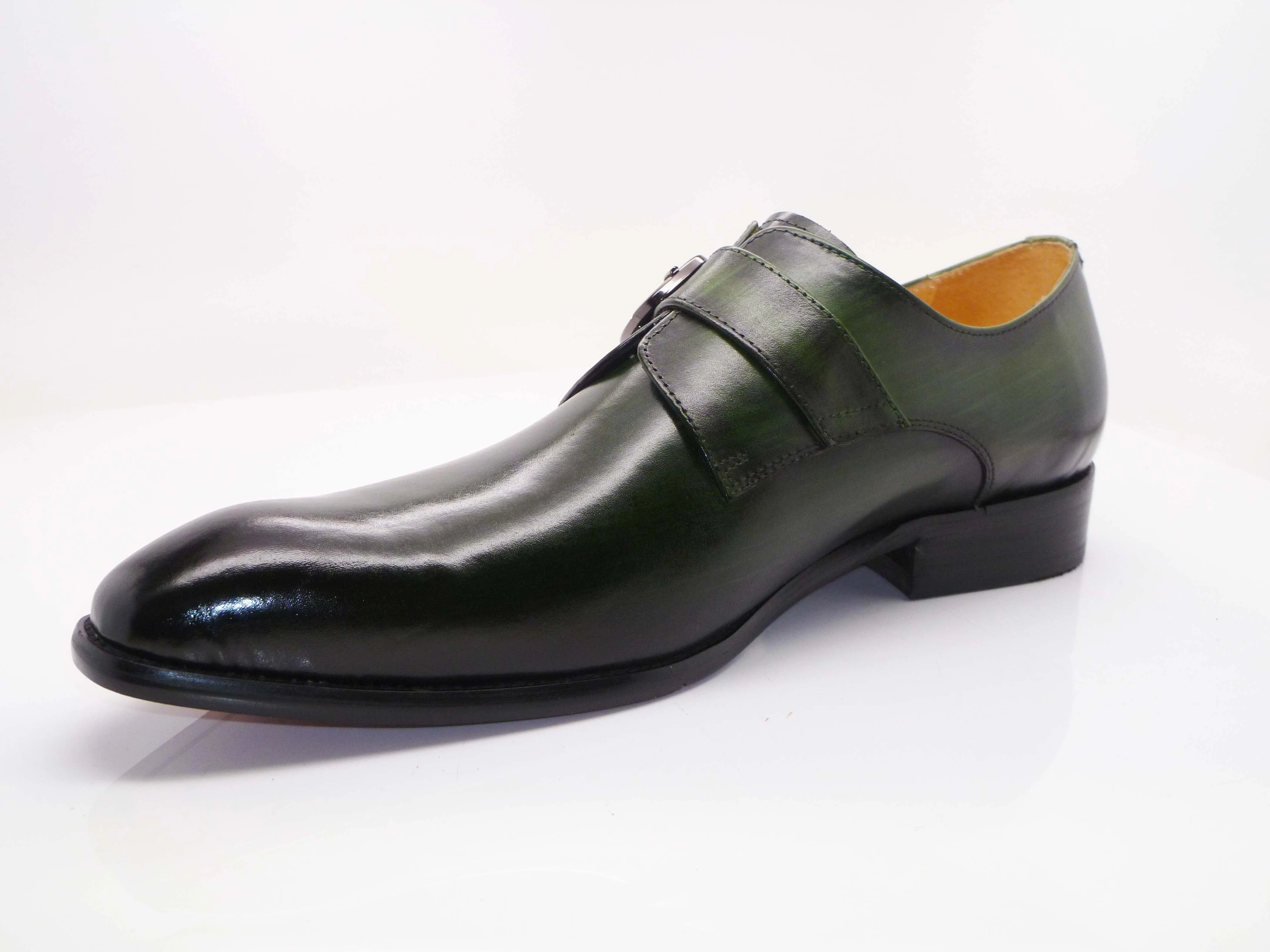 Calfskin Monkstrap Olive Easy Slip