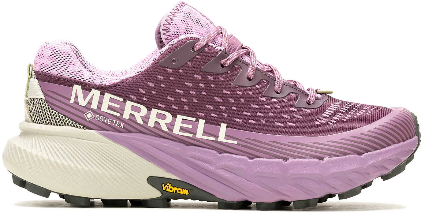 Forefoot plate enhances push-off in sprint actions Supportive Gear Merrell Agility Peak 5 GORE-TEX Womens Trail Running Shoes - Purple