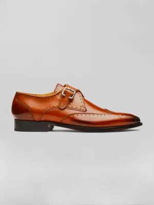 Decorative Stitch Soft Liner Kaiser Single Monk-strap - Cognac