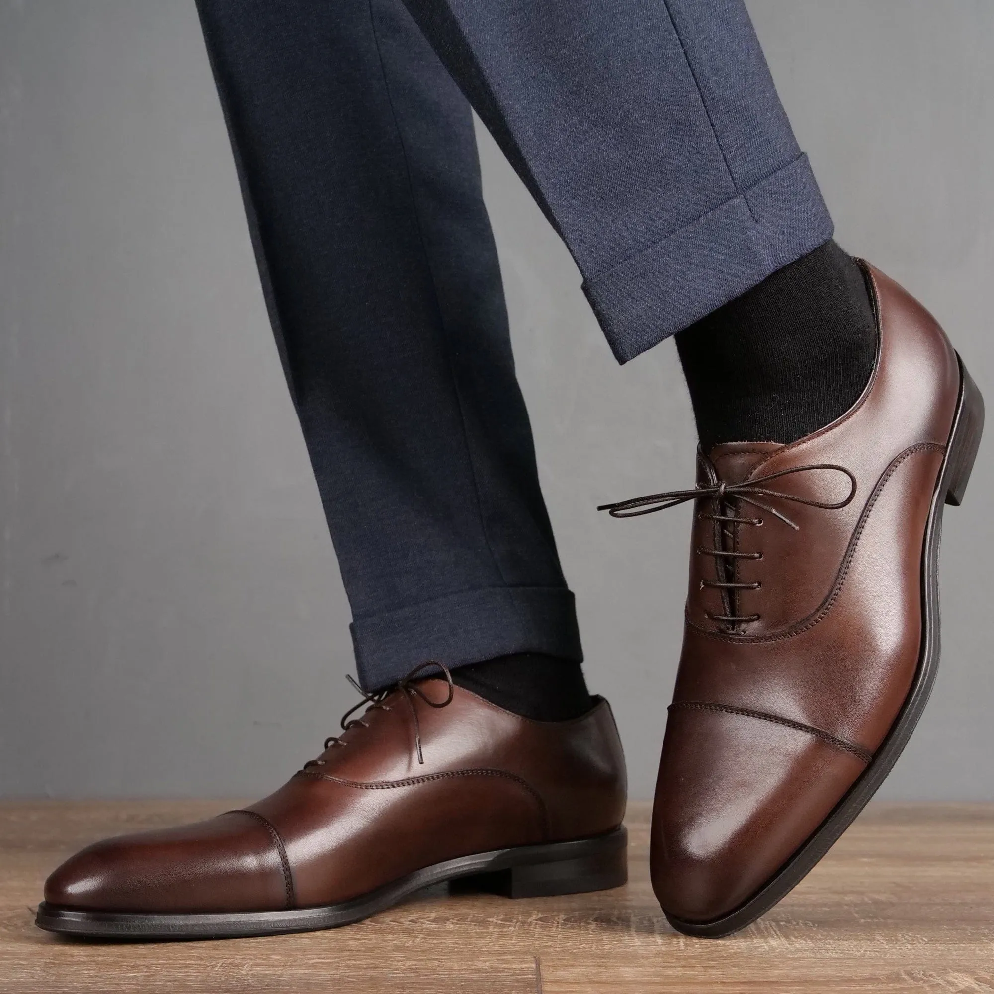 Eton Cap Toe Oxford Brown Vibram Sole premium design