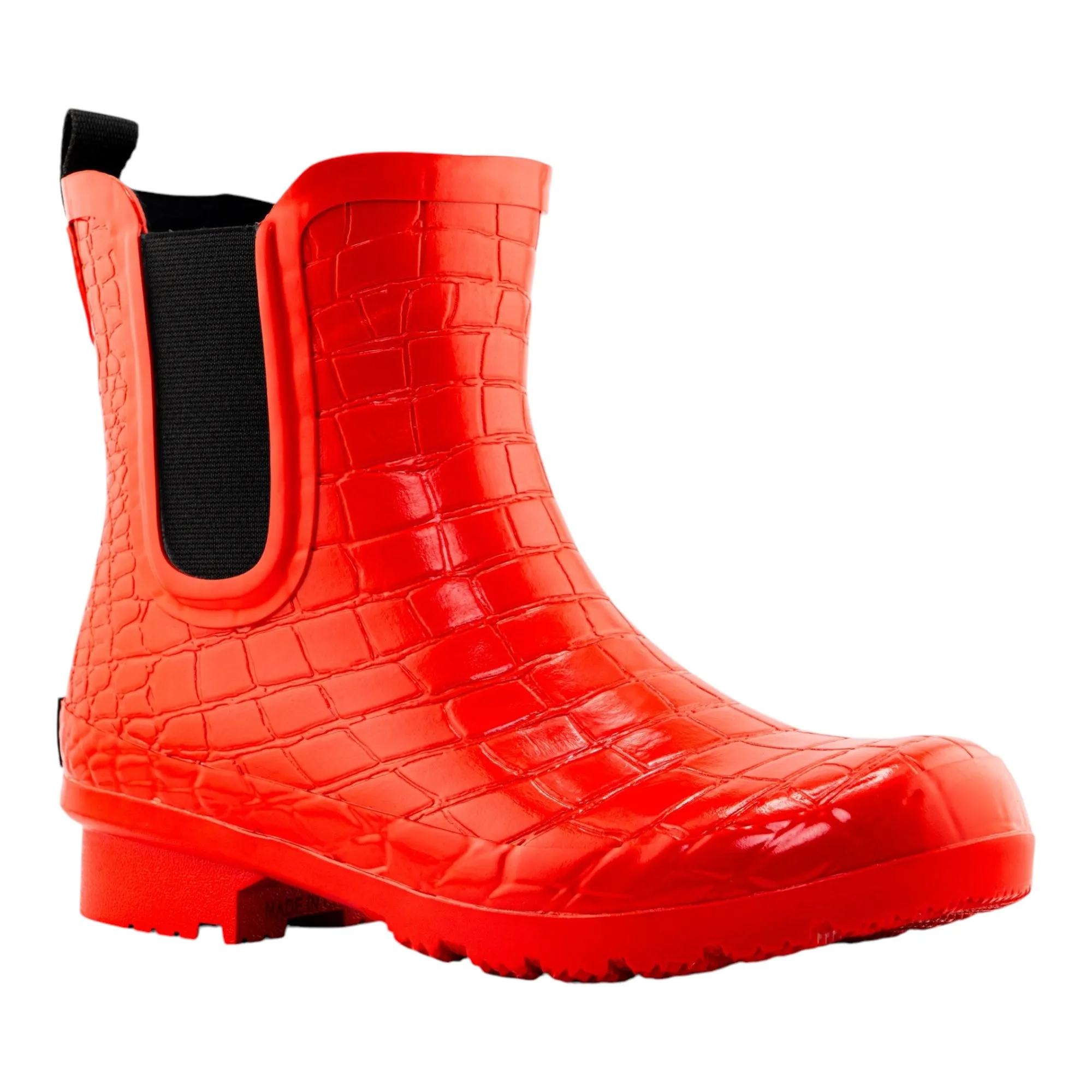Chelsea Red Croc Emboss Women's Rain Boots Chilly Day