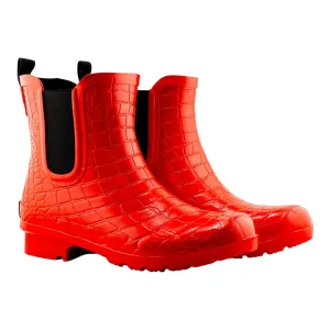 All-day style Chelsea Red Croc Emboss Women's Rain Boots
