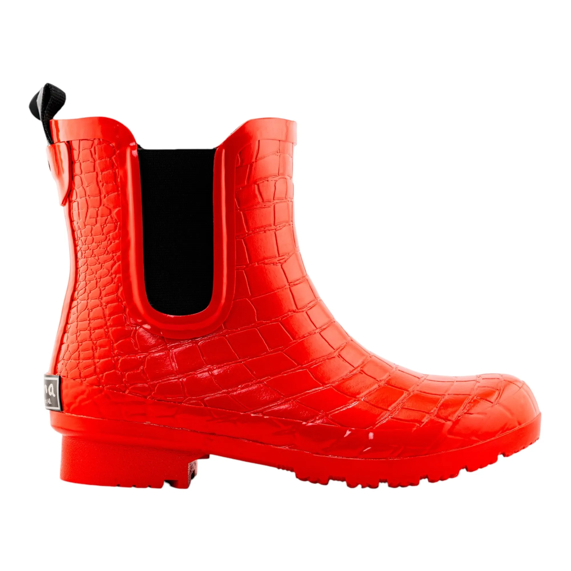 All Season Boot Chelsea Red Croc Emboss Women's Rain Boots