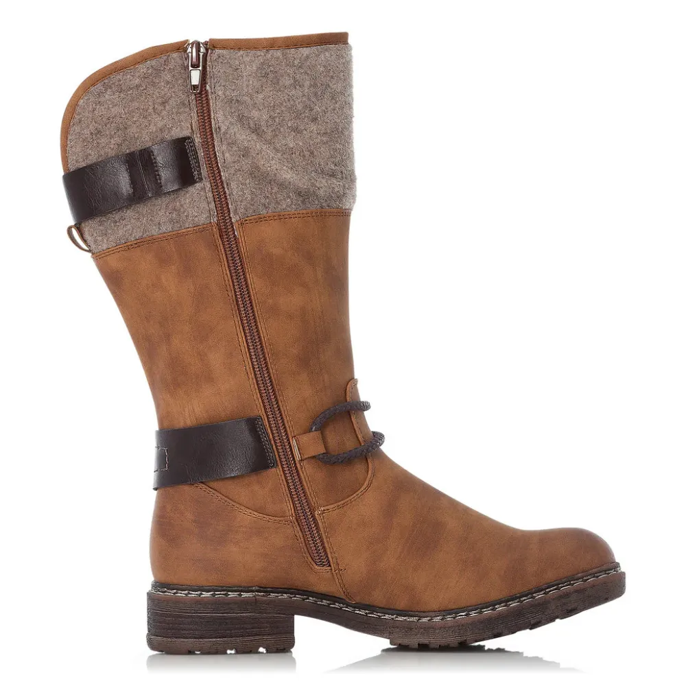 Comfort Footwear All-Weather Protection Rieker Dominika 74 Noce/Kastanie/Wood High Boot (Women's)
