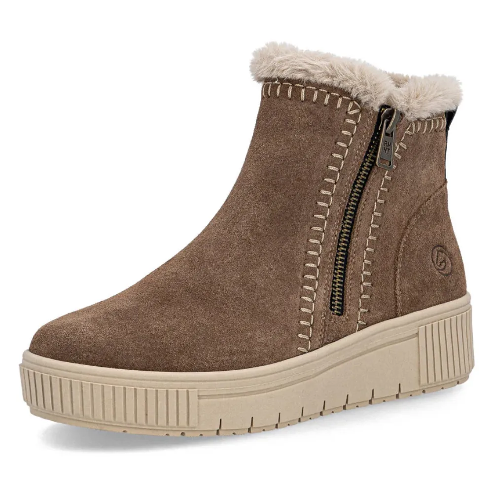 Remonte Bonnie 70 Brown Combination Bootie (Women's) Cold Terrain Hiking Winter Travel Ready