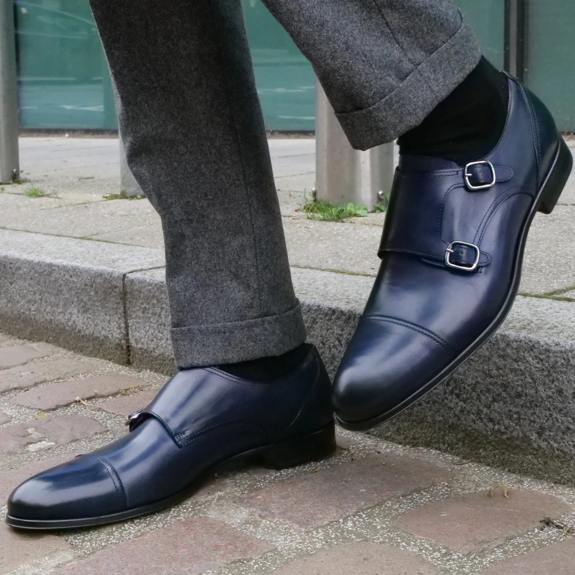 Adjustable Straps Bourne Monk Strap Blue
