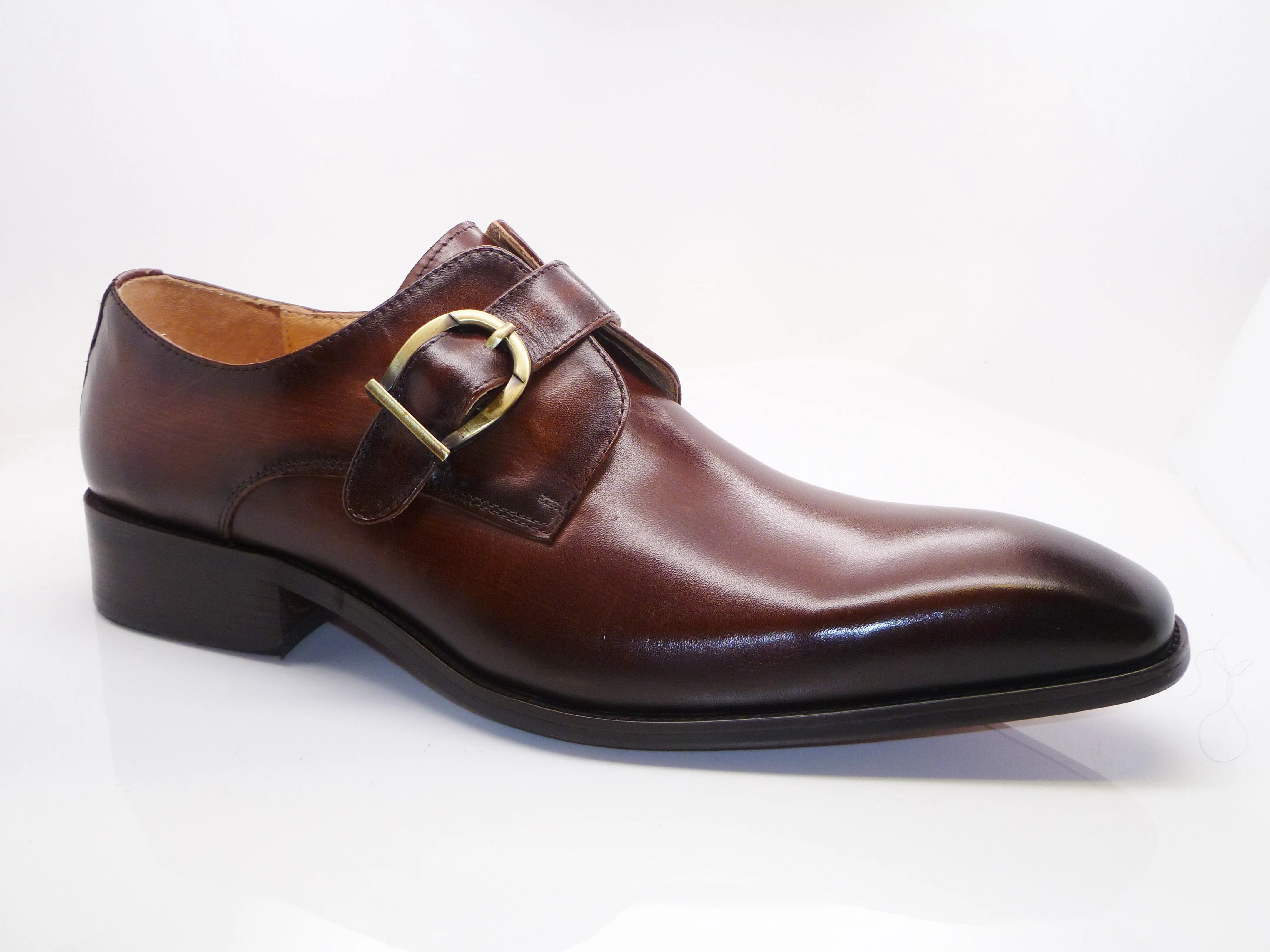 Calfskin Monkstrap Chestnut Suede Grain