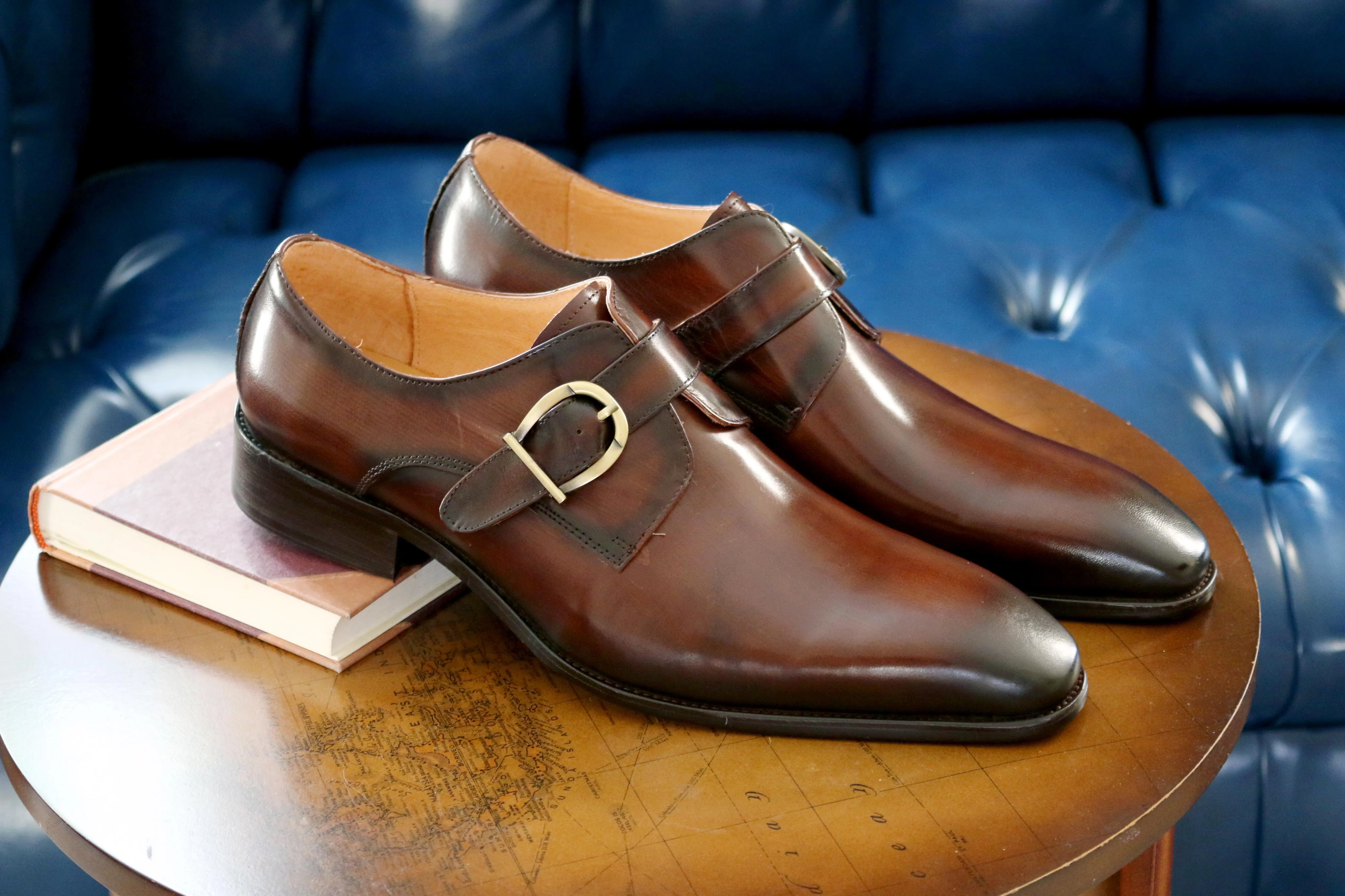 Calfskin Monkstrap Chestnut Fashionable Fit