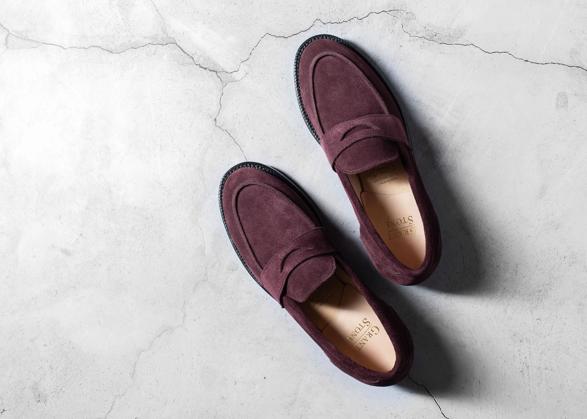 Clara Penny Loafer Berry Suede Sole Guard Effortless Design