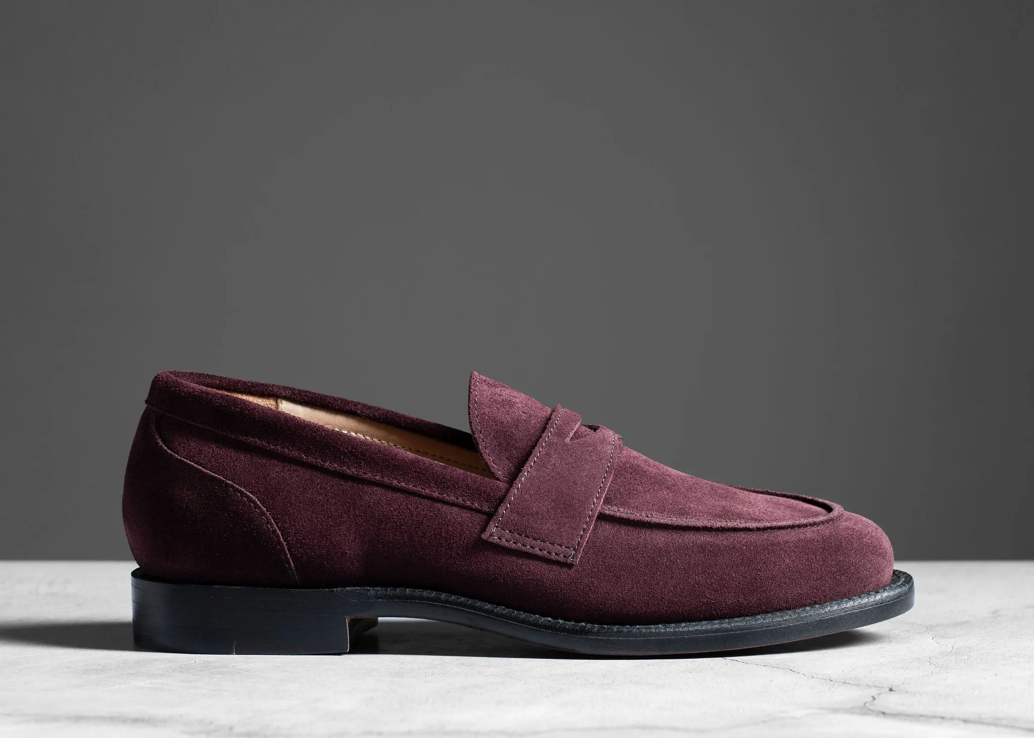 Crocodile Embossed Clara Penny Loafer Berry Suede