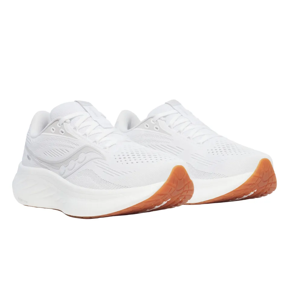 Saucony Women's Ride 18 Running Shoes in White/Gum - Online Exculsive non-slip Aerodynamic